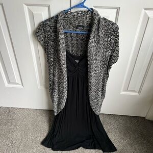 Rue21 Black and Gray Knit Poncho SET with Black Dress